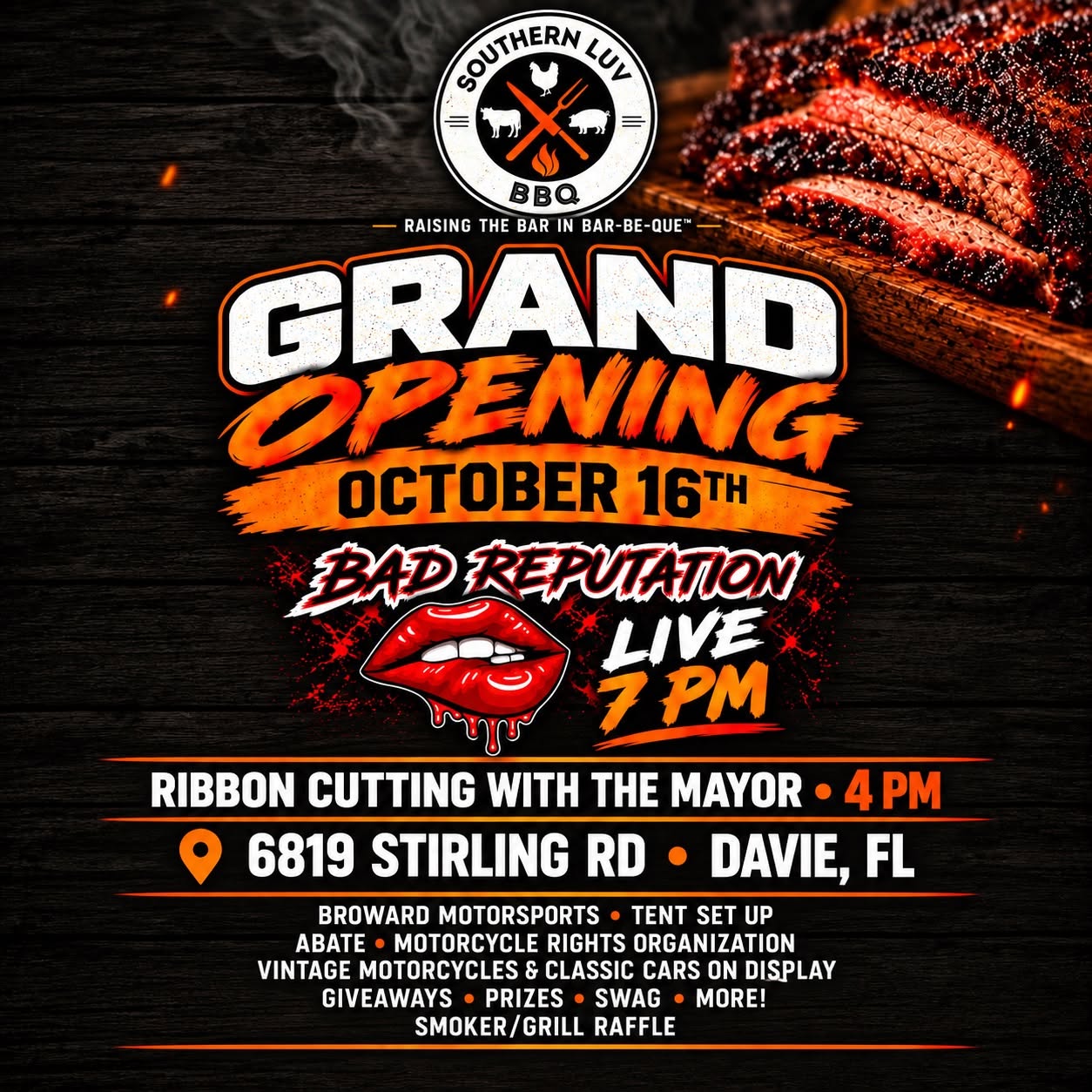 SOUTHERN LUV BBQ GRAND OPENING flyer