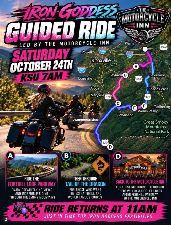IRON GODDESS GUIDED RIDE flyer