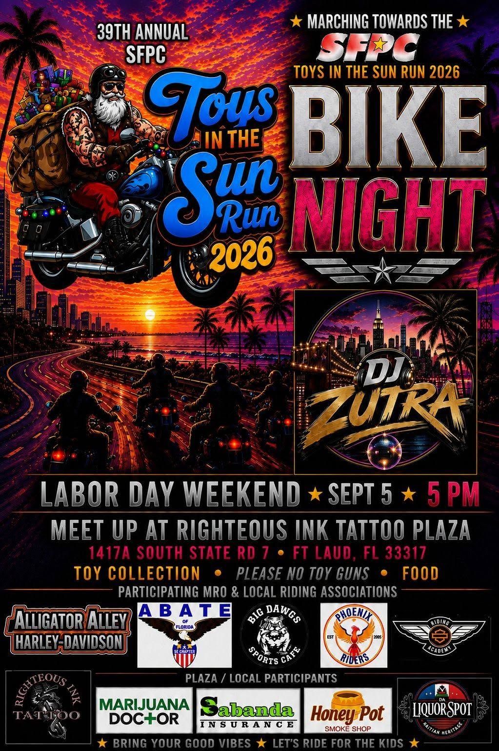MARCHING TOWARDS THE SFPC TOYS IN THE SUN RUN 2026 — BIKE NIGHT flyer